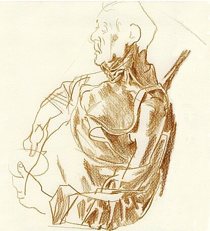 Grandfather, sketch, crayon on paper, 24x22cm, 2003