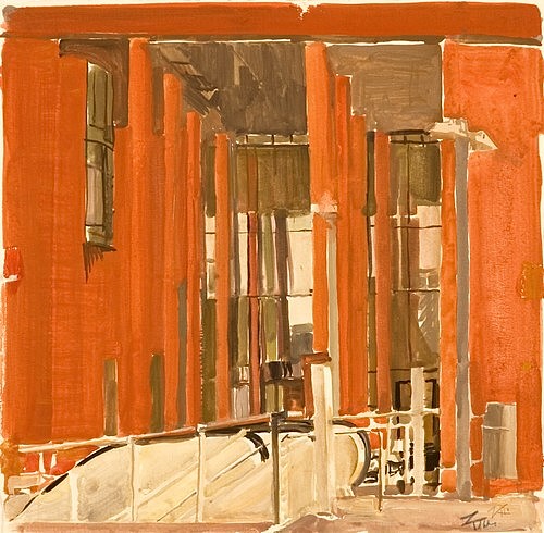  In the city, Gouache on paper, 25x25cm, 2007